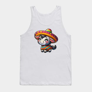 Cute donkey with sombrero Cinco De Mayo Tank Top